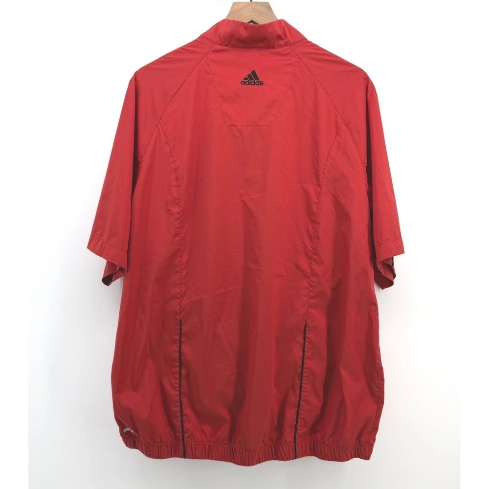 Adidas Golf Windshirt Jacket Mens XL Red 1/4 Zip Pockets Short Sleeve Waterford - Picture 5 of 13